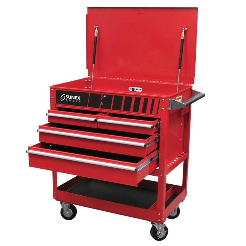 4 Drawer Black Service Cart with Locking Top Z350959