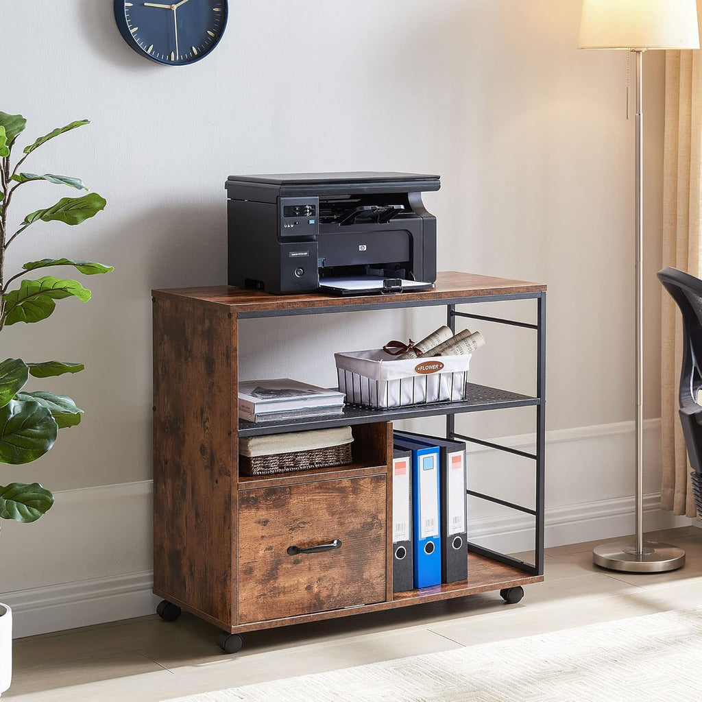 Industrial File Cabinet with Drawer and Open Storage Shelves C958517