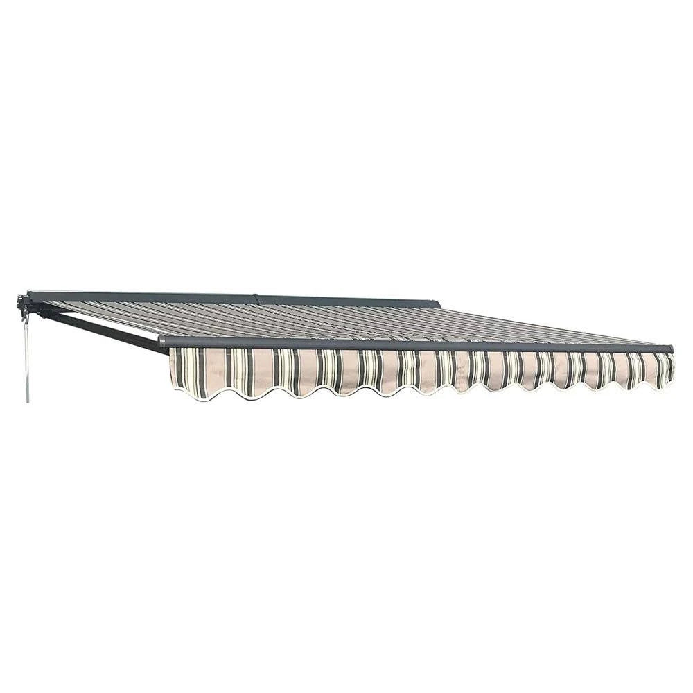 13 x 10 Feet Multi-Striped Green Retractable Patio Awning G15539