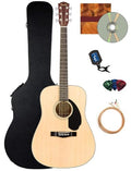 Solid Top Dreadnought Acoustic Guitar Bundle with Hard Case, Tuner, Strings, Picks L6725