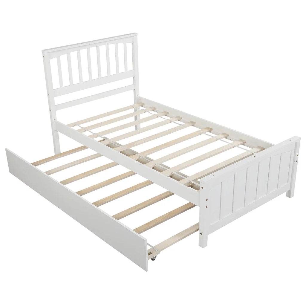 White Twin Bed Frame with Trundle X6066