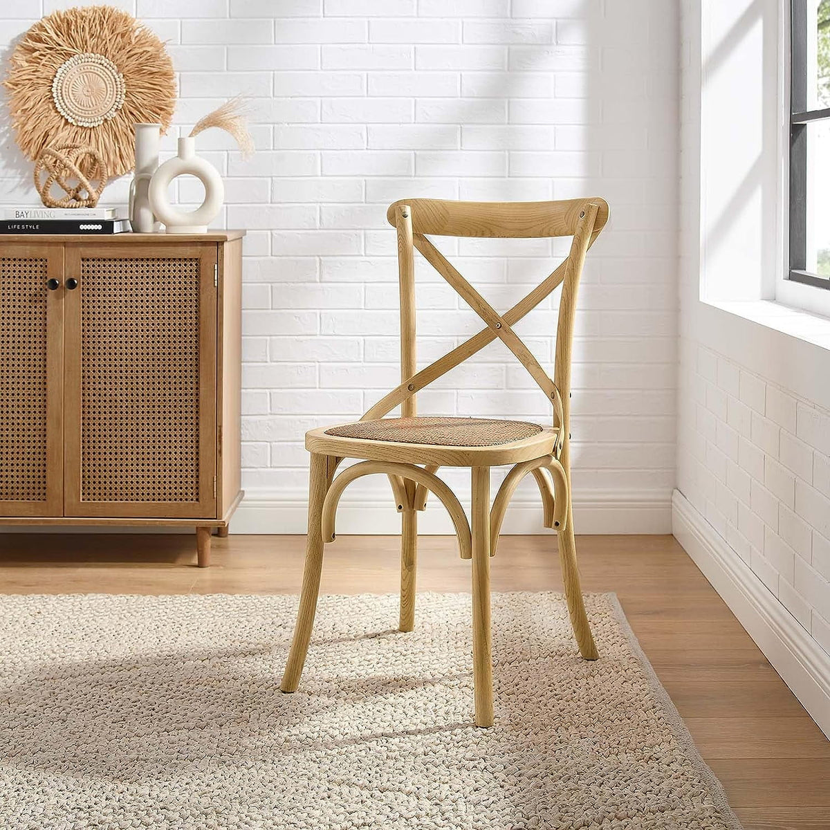 Elm Wood Rattan Dining Chair D112054