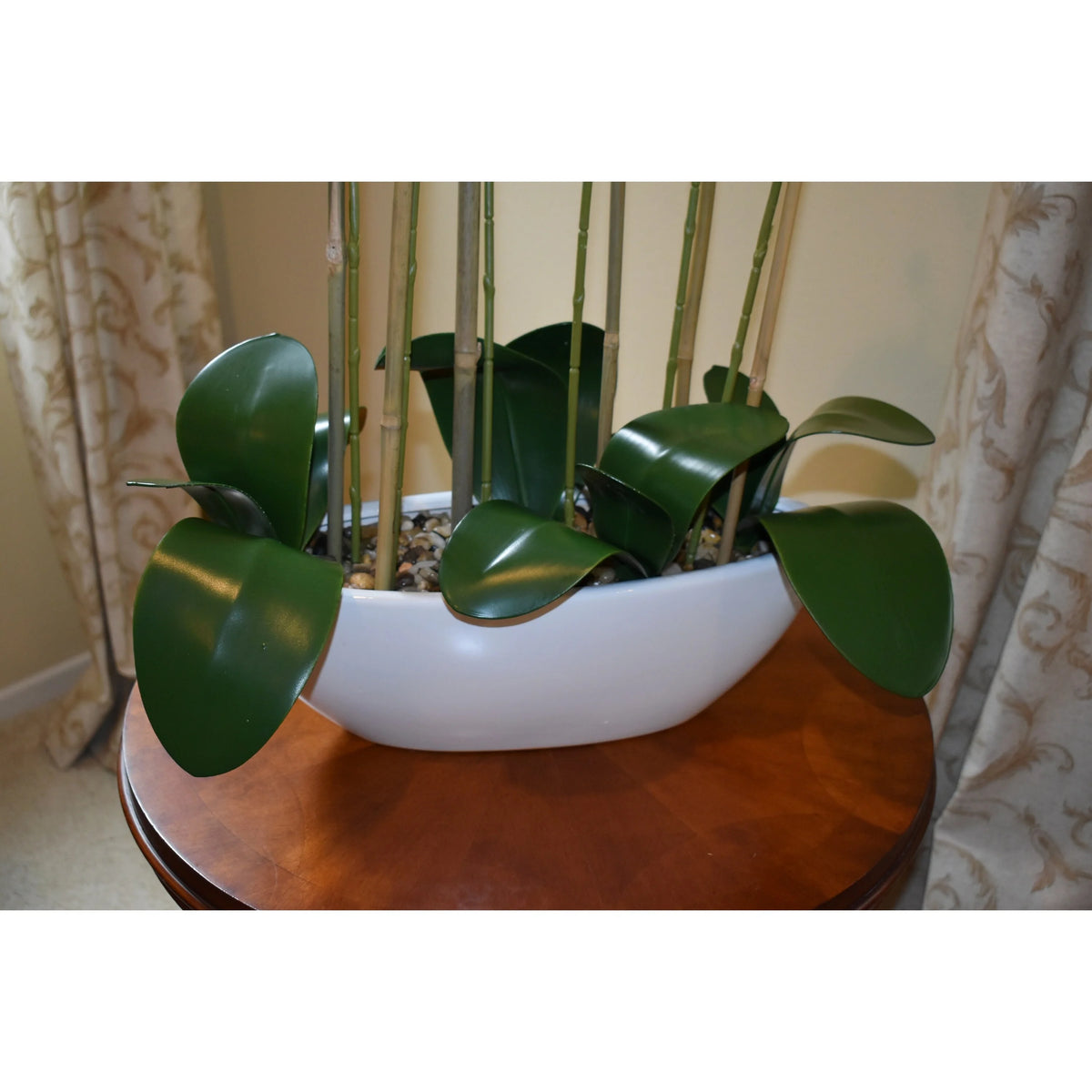32" Real Touch Phalaenopsis Orchid with White Oval Container S5944