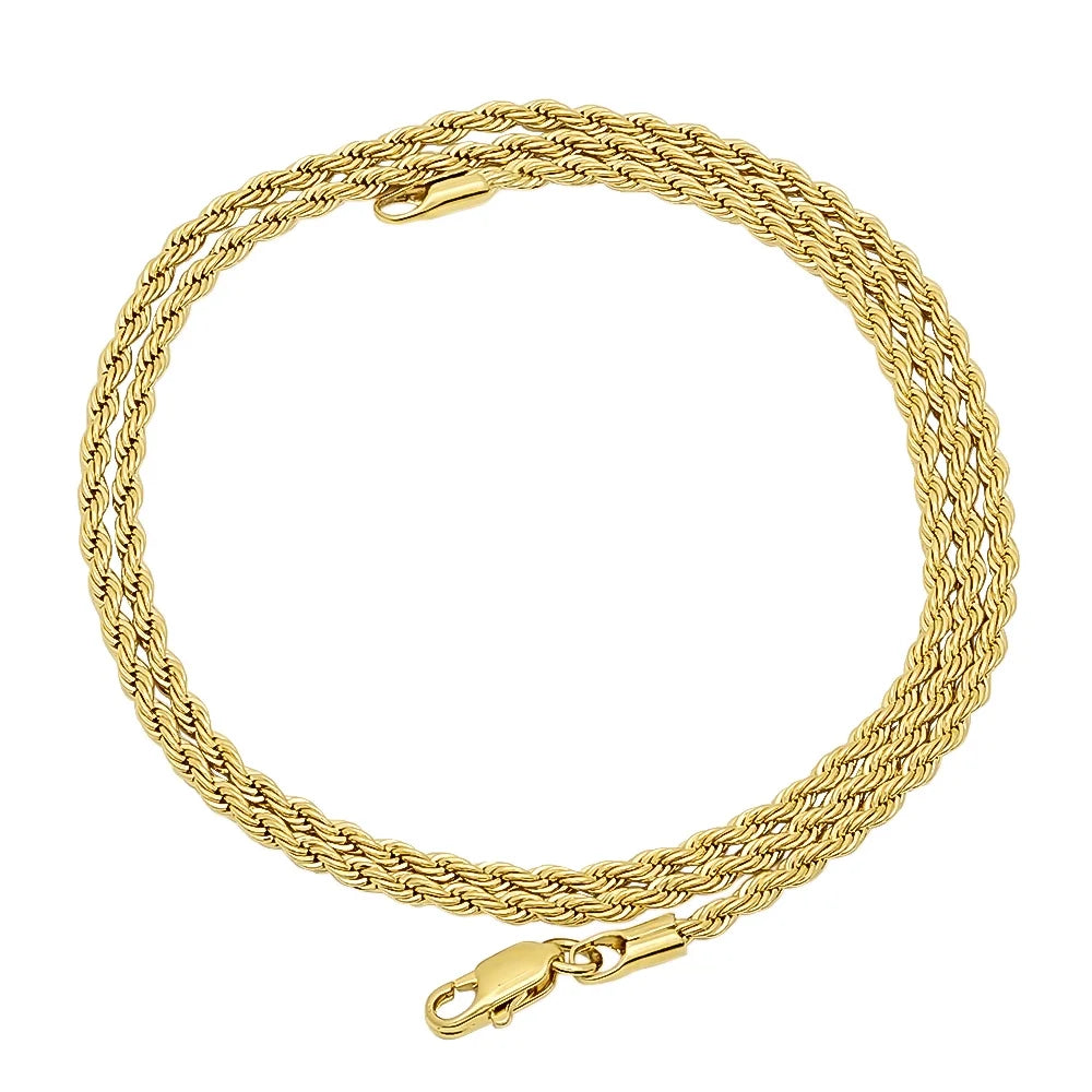 14k Yellow Gold Plated Twisted Rope Chain Necklace, 22 inches C830169
