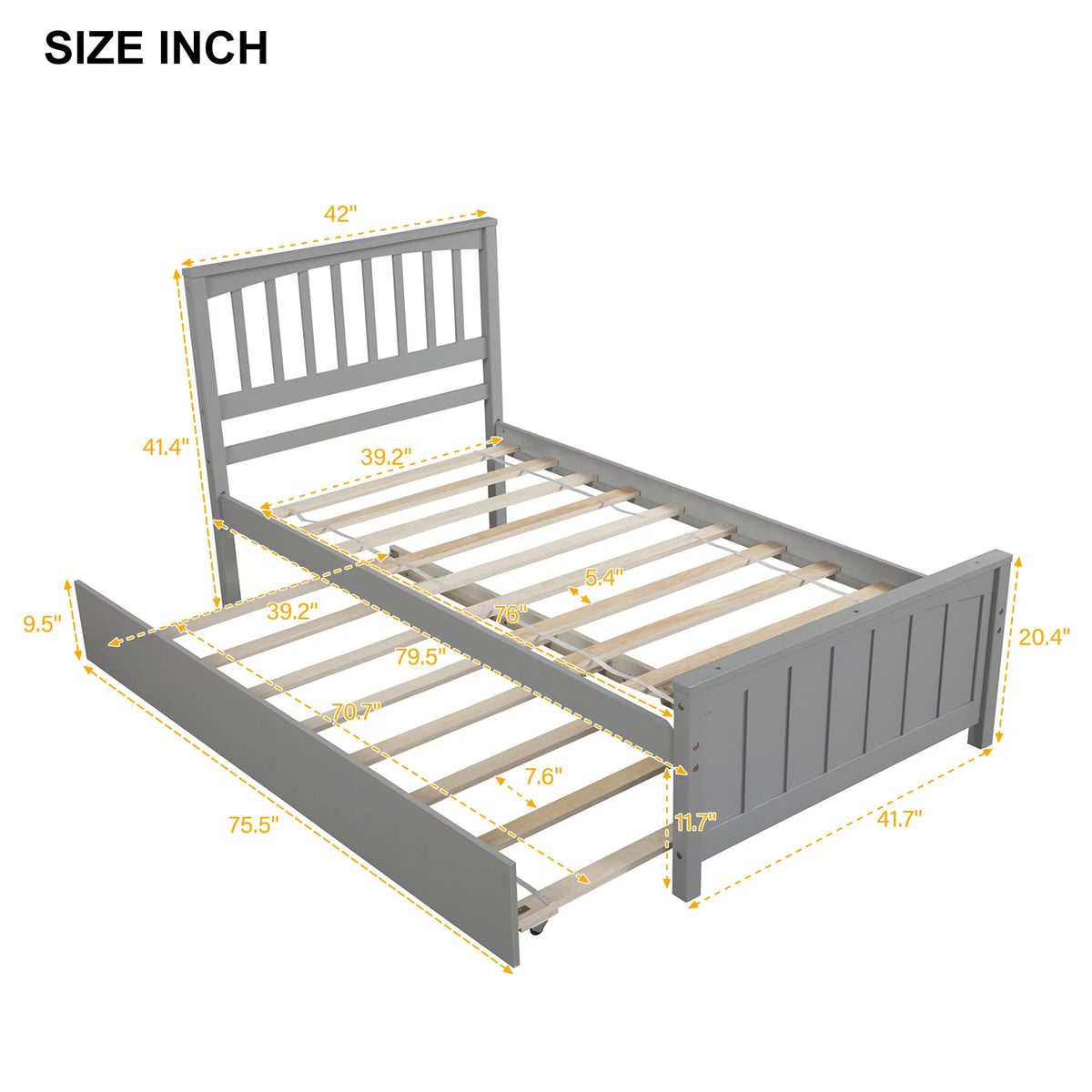 White Twin Bed Frame with Trundle X6066