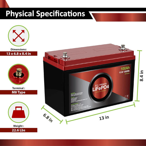12V 100Ah Lithium LiFePO4 Deep Cycle Rechargeable Battery 2 Pack N10117