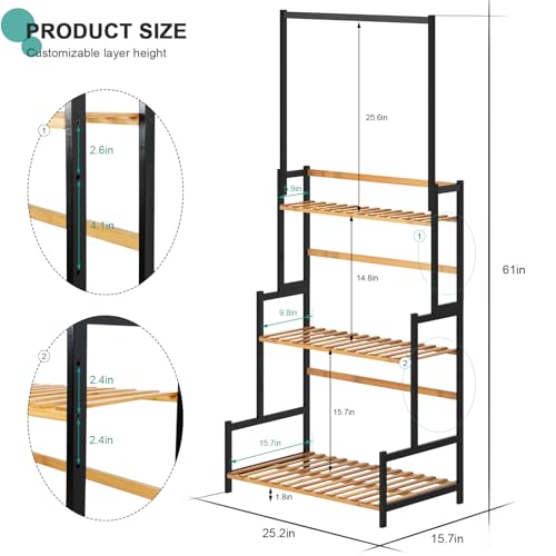 3 Tier Bamboo Foldable Plant Stand Shelf Rack R536588