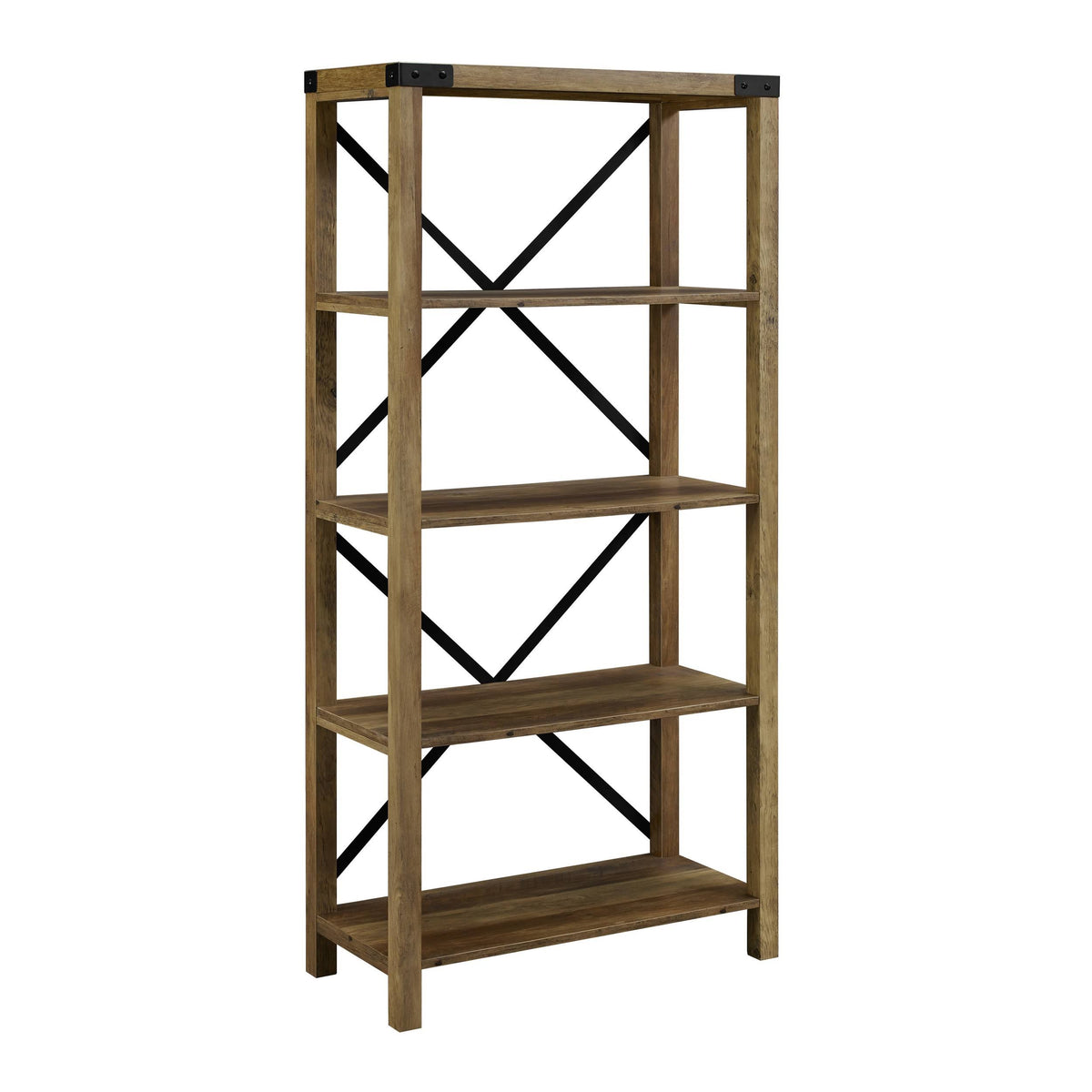 Rustic Oak Metal Bookcase C152746