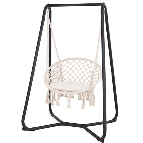 Hammock Chair with Stand, 330 lbs Capacity, Grey N520695