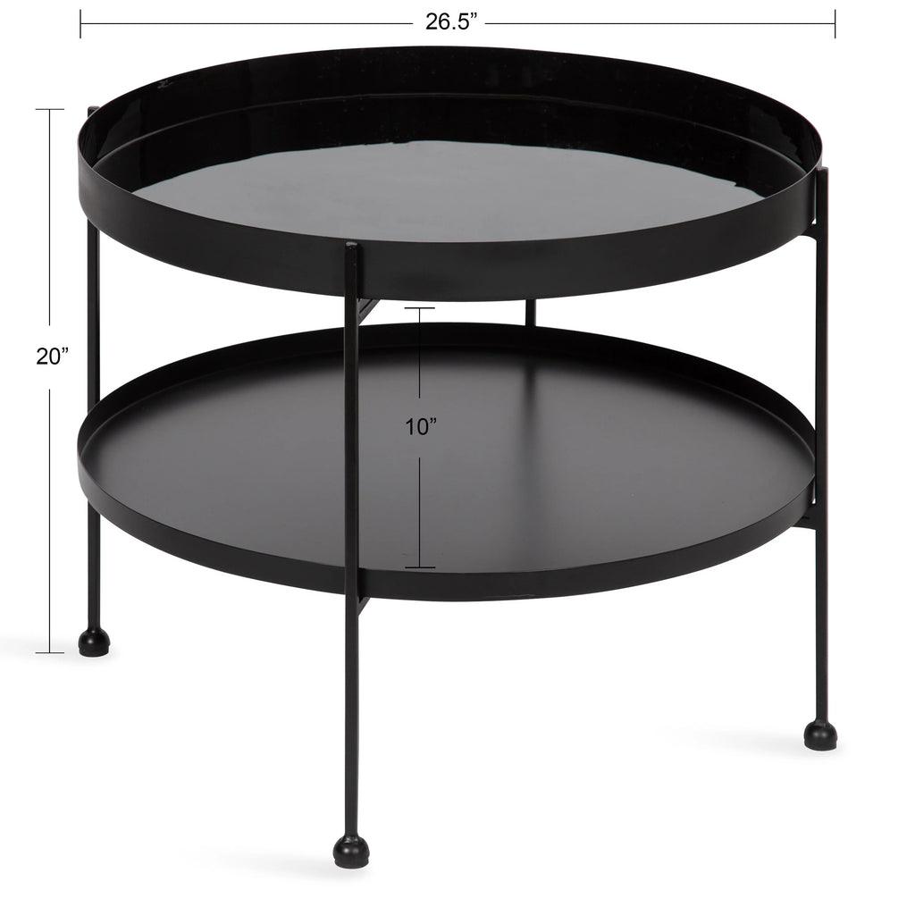 Black 26 Inch Round Two-Tier Coffee Table E928176