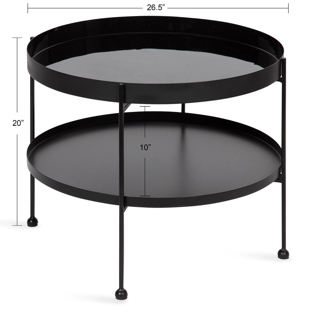 Black 26 Inch Round Two-Tier Coffee Table E928176