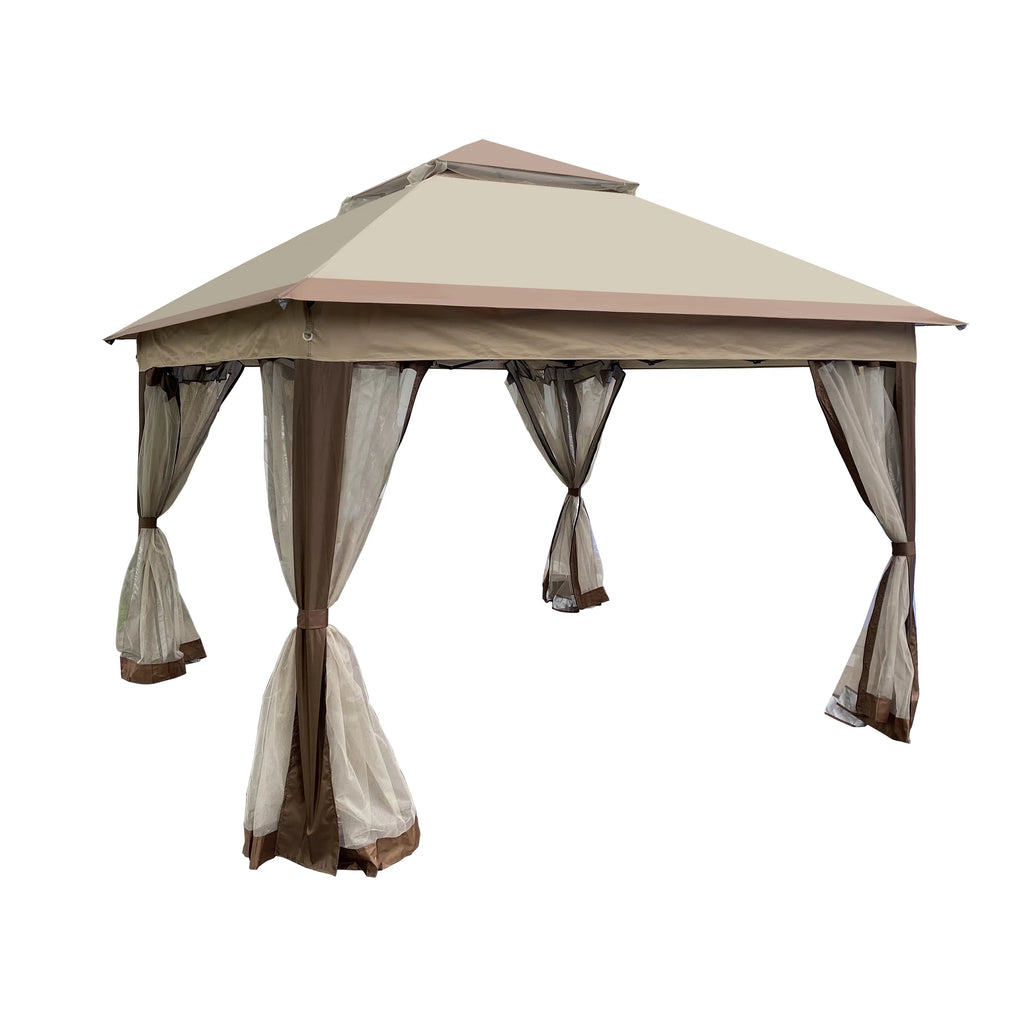 Coffee Pop Up Gazebo Canopy with Removable Zipper Netting V8626