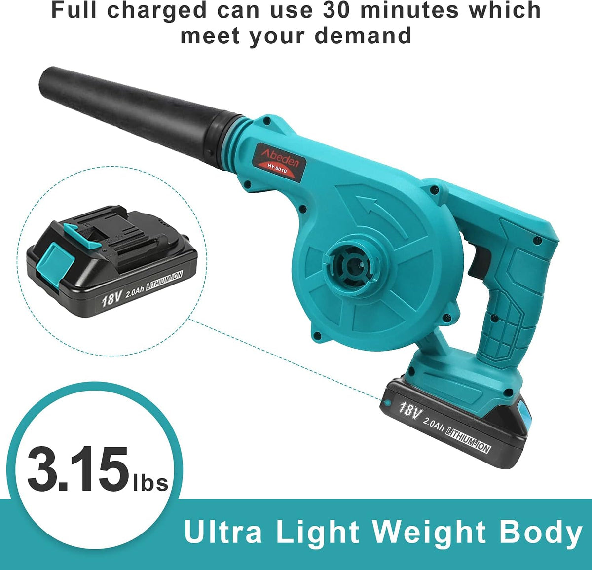 Cordless 2-in-1 Electric Handheld Leaf Blower/Vacuum with 18V 2.0 Ah Lithium Battery, Pack of 2 X992890