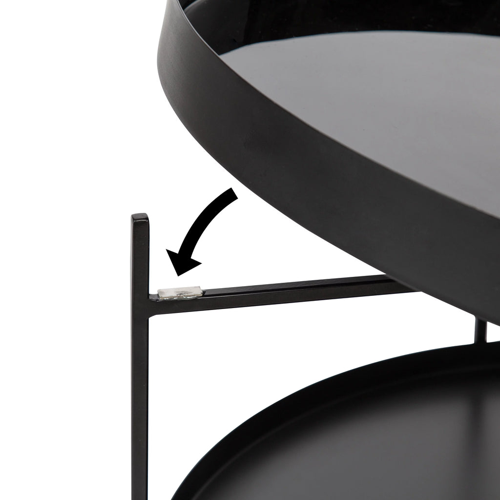 Black 26 Inch Round Two-Tier Coffee Table E928176