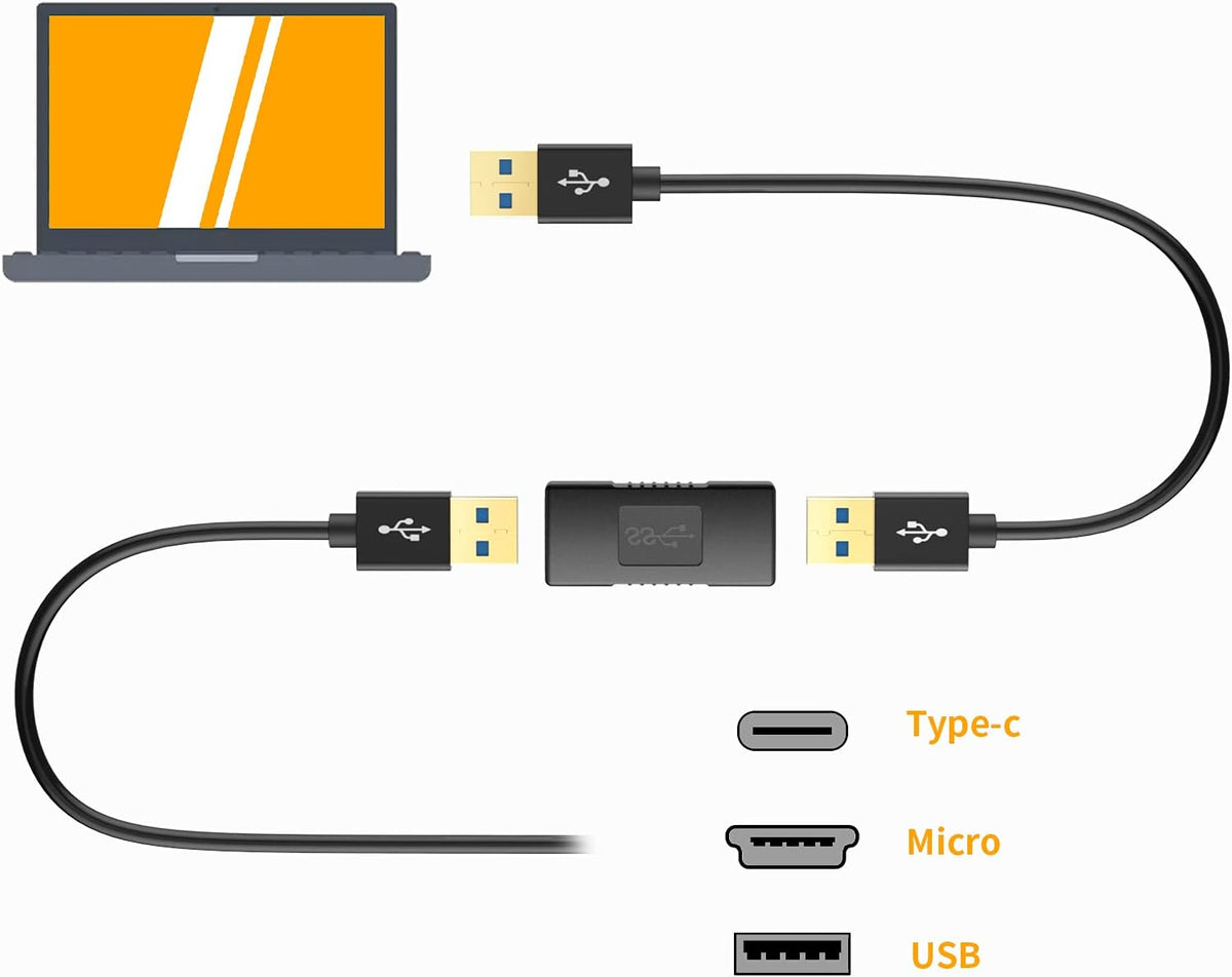 USB 3.0 Type A Female to Female Adapter, 2 Pack, Black H371
