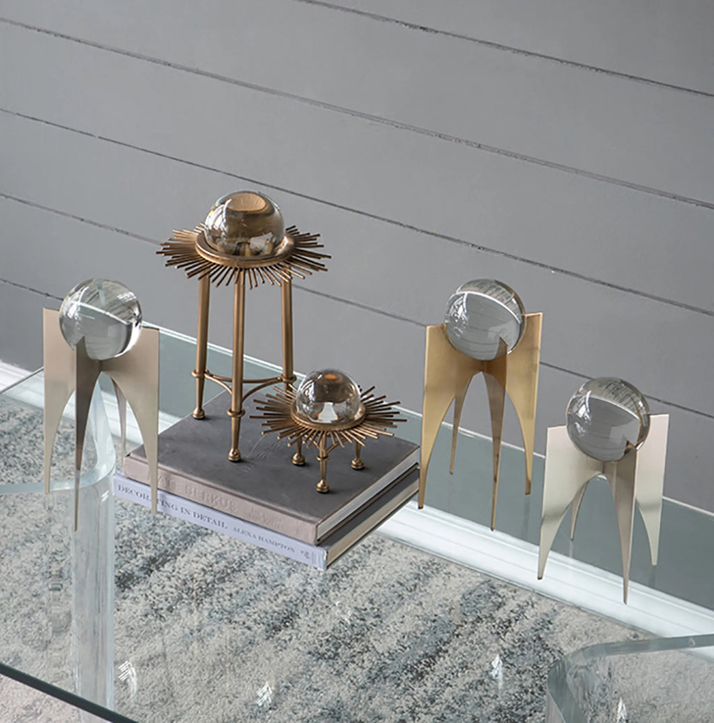 Silver Crystal Ball Statues with Stand 2ct D45557