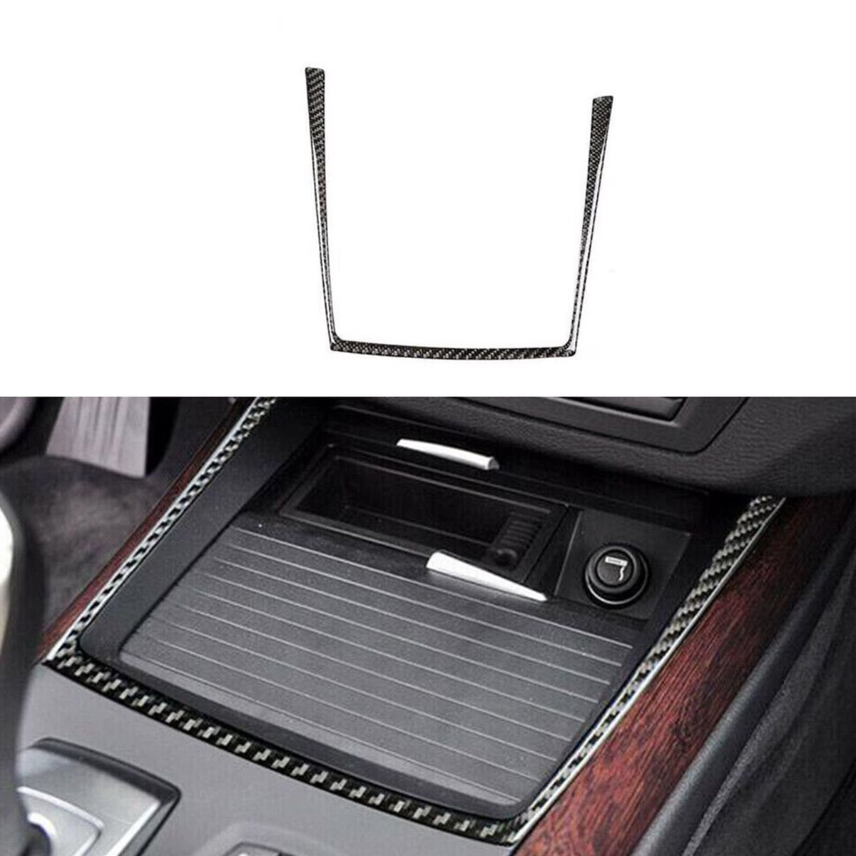 Carbon Fiber Water Cup Holder Frame Cover Trim B634