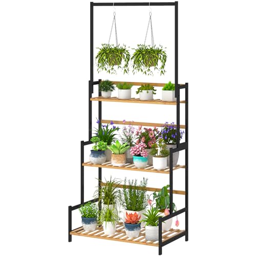 3 Tier Bamboo Foldable Plant Stand Shelf Rack R536588