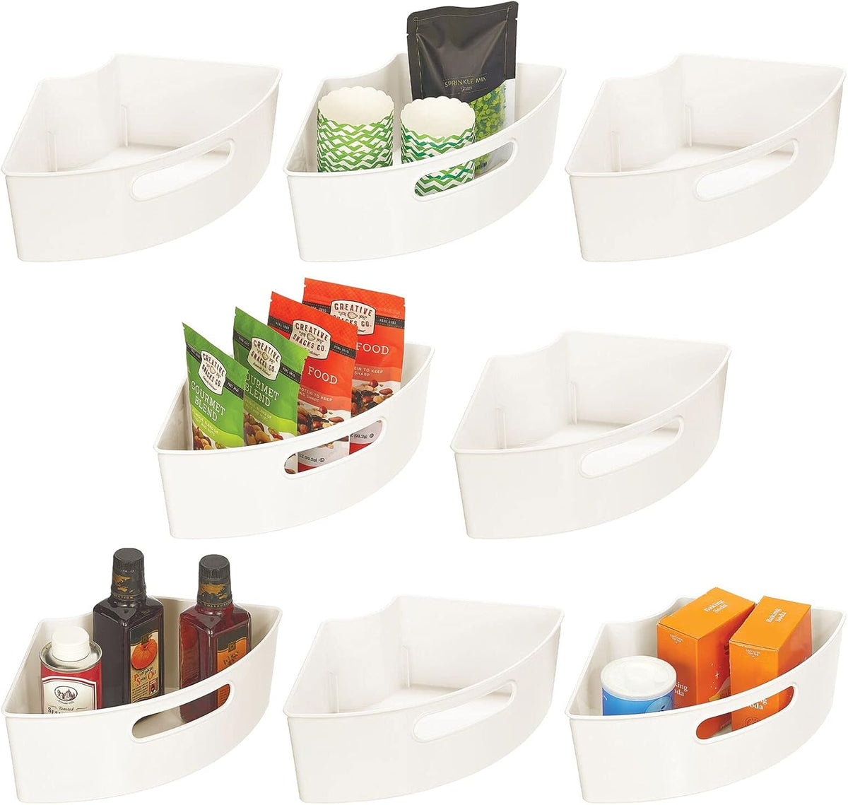 Plastic Kitchen Cabinet Lazy Susan Storage Organizer Bin with Front Handle V359
