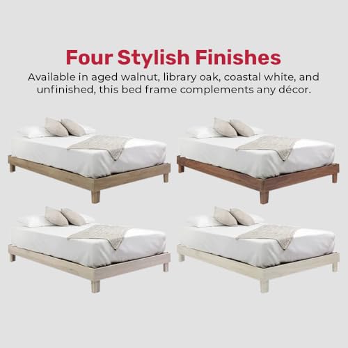 Solid Hardwood Platform Bed Frame with Slats D552843