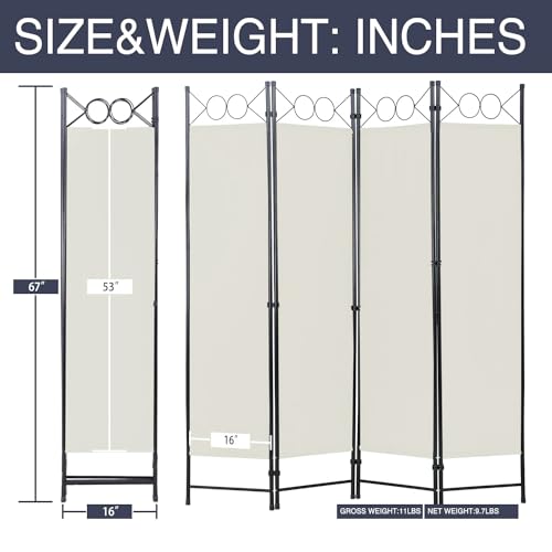 Blue 4 Panel 6FT Room Divider with Steel Frame B82753