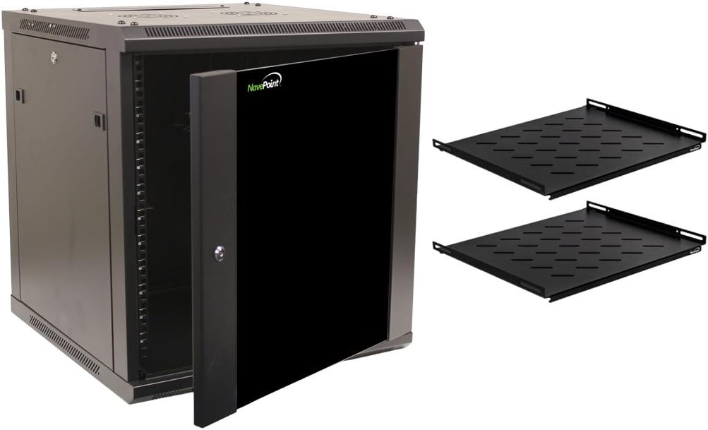 12U Wall Mount Server Cabinet Rack Enclosure with Glass Door Lock D355