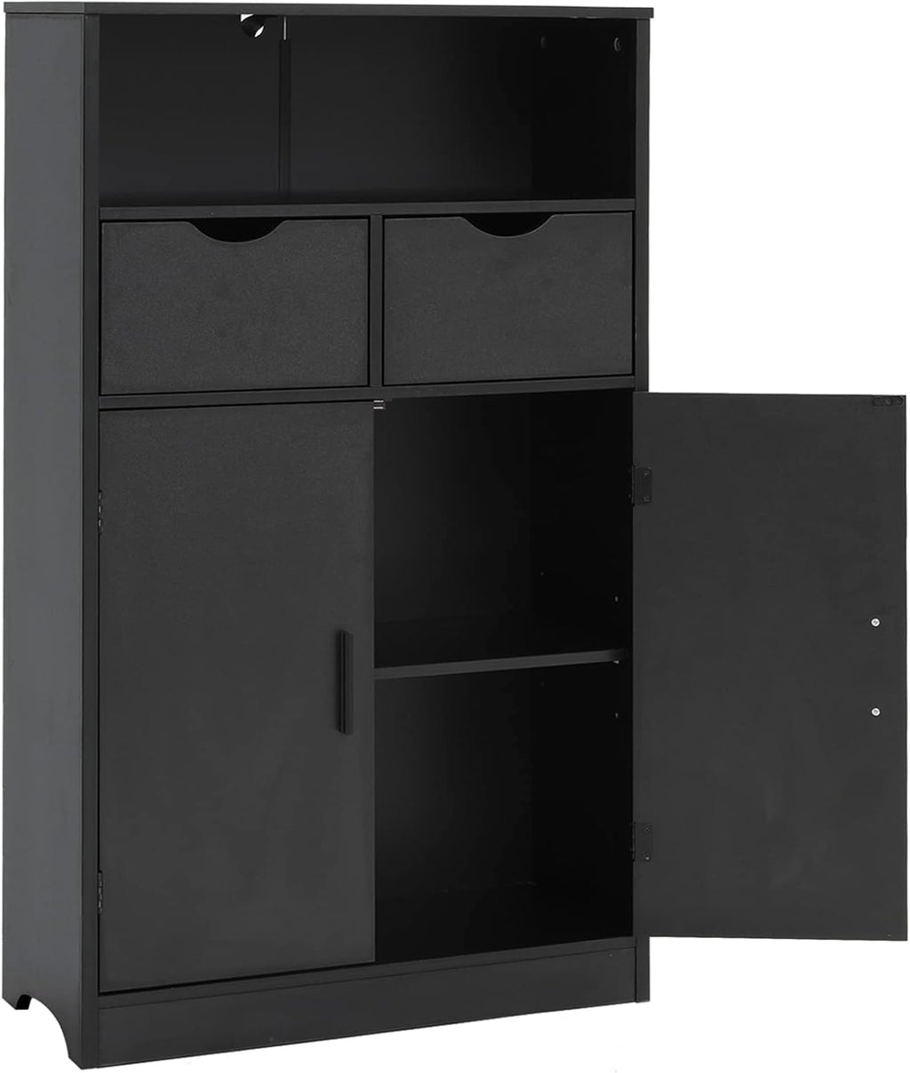 Dark Brown Storage Cabinet with 2 Drawers and 2 Shelves A261