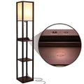Black Shelf Floor Lamp with USB Ports and Shelves Z93479