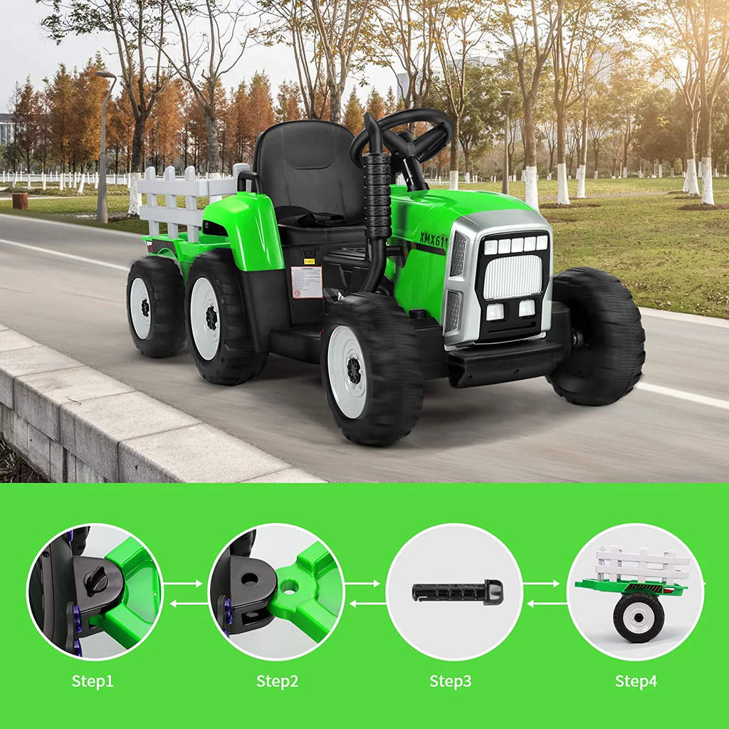 12V Kids Ride On Tractor with Trailer S29325