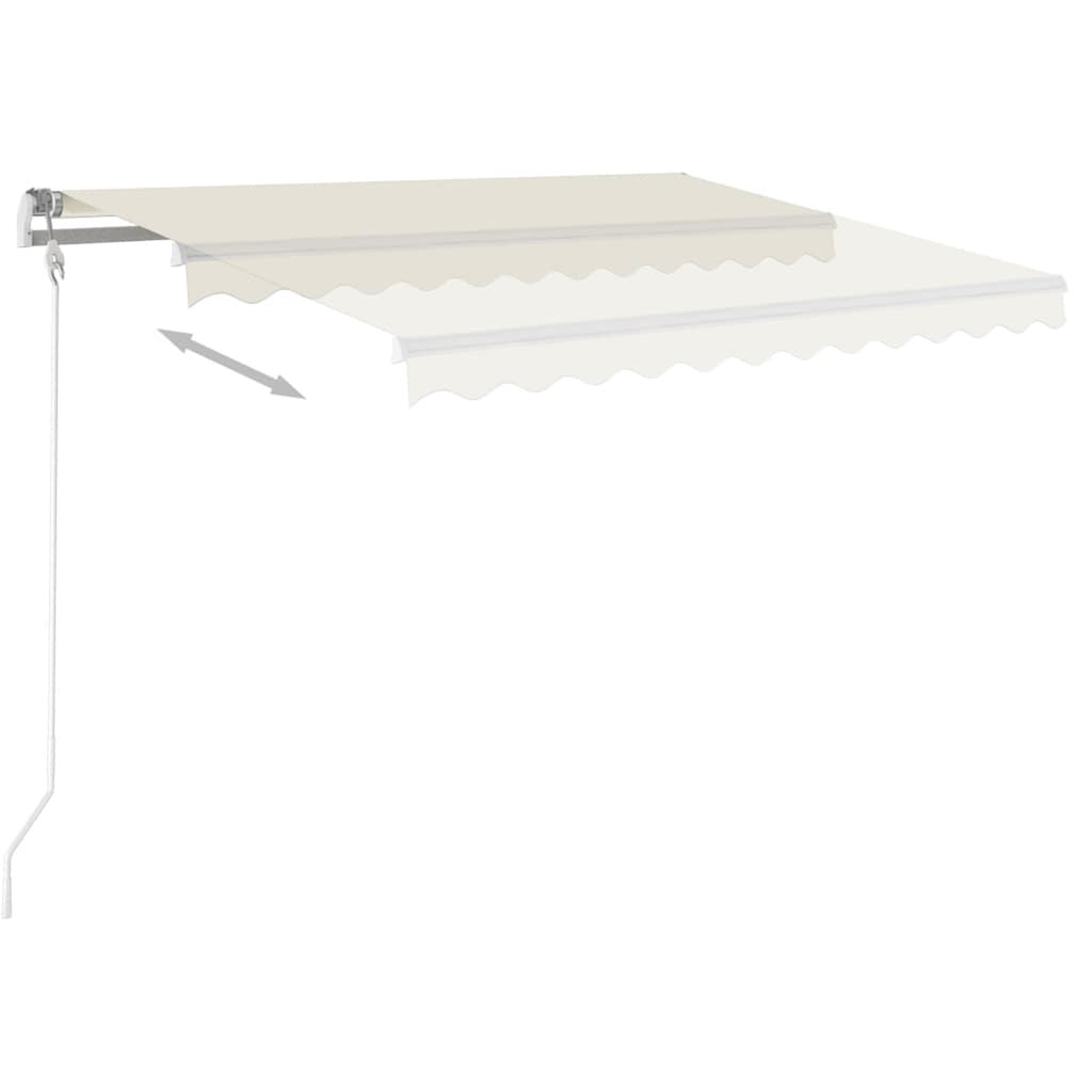 Manual Retractable Awning with LED Outdoor Canopy Sunshade Shelter Cream 118.1 x 98.4 Inches C93150