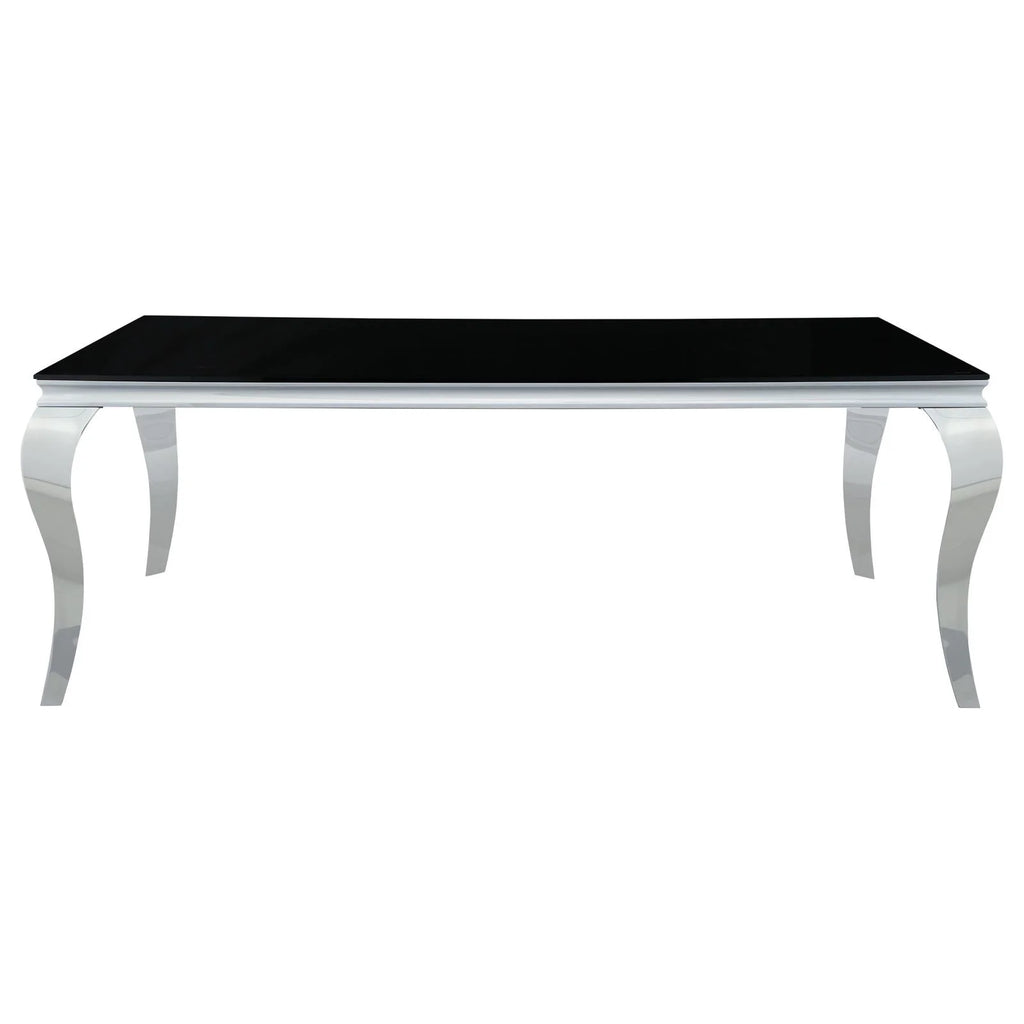 Rectangular Glass Top Dining Table Black and Chrome W4636