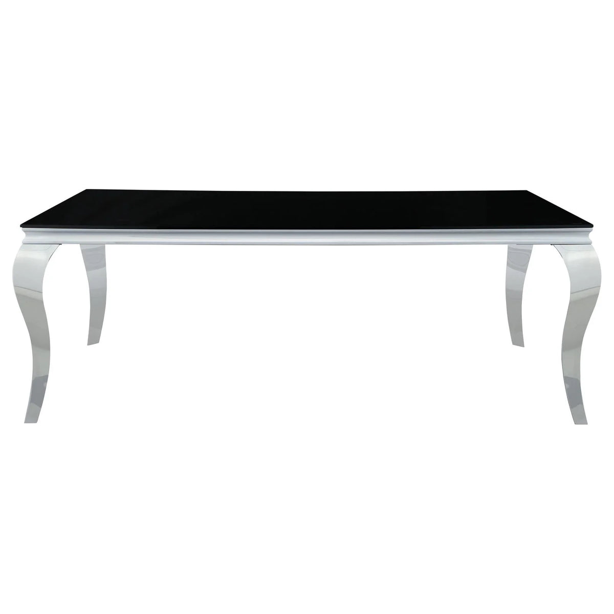 Rectangular Glass Top Dining Table Black and Chrome W4636
