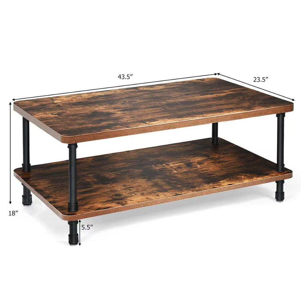 Industrial Coffee Table with Storage Shelf Z157