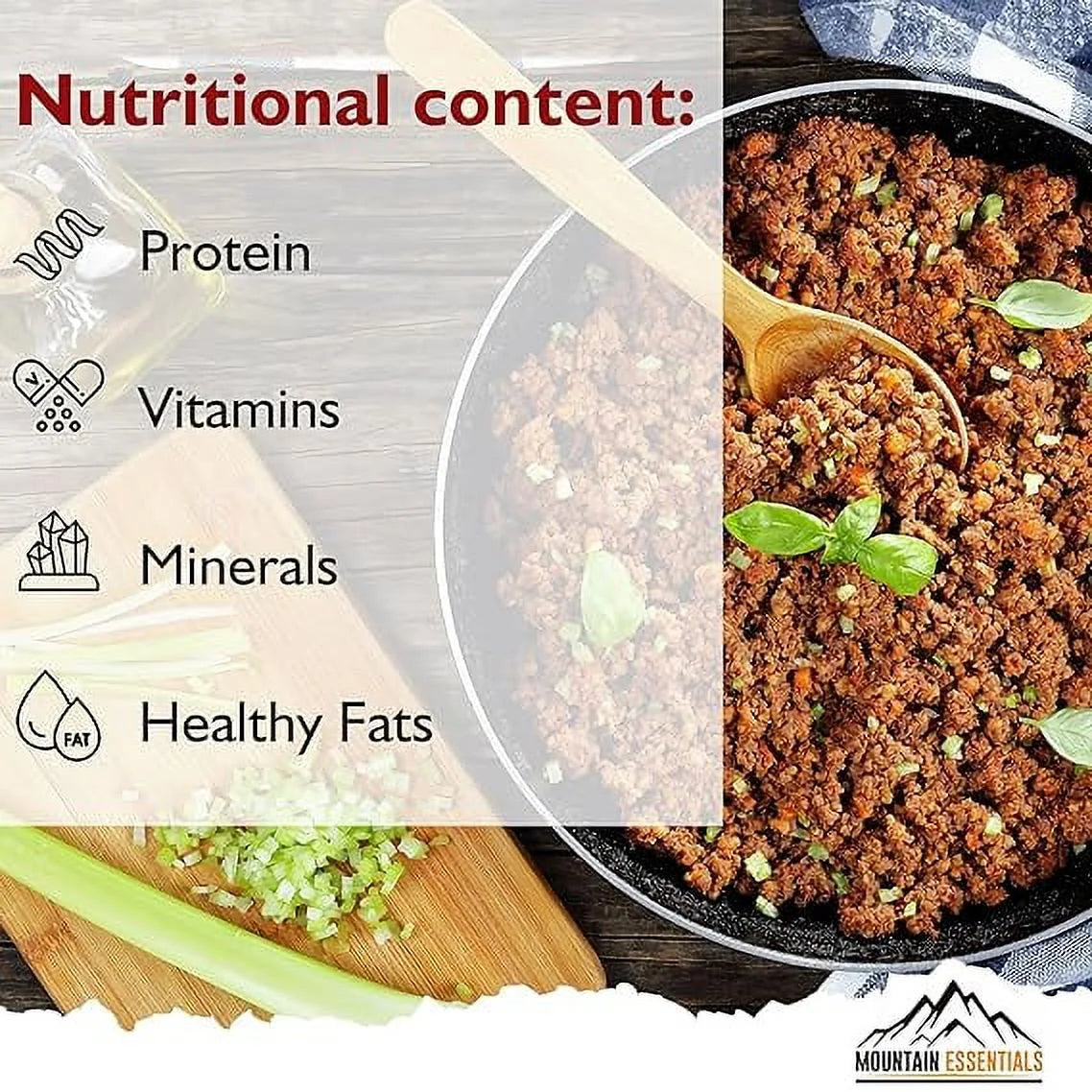 Freeze Dried Ground Beef Fully Cooked, Pack of 12, 10 serving W555