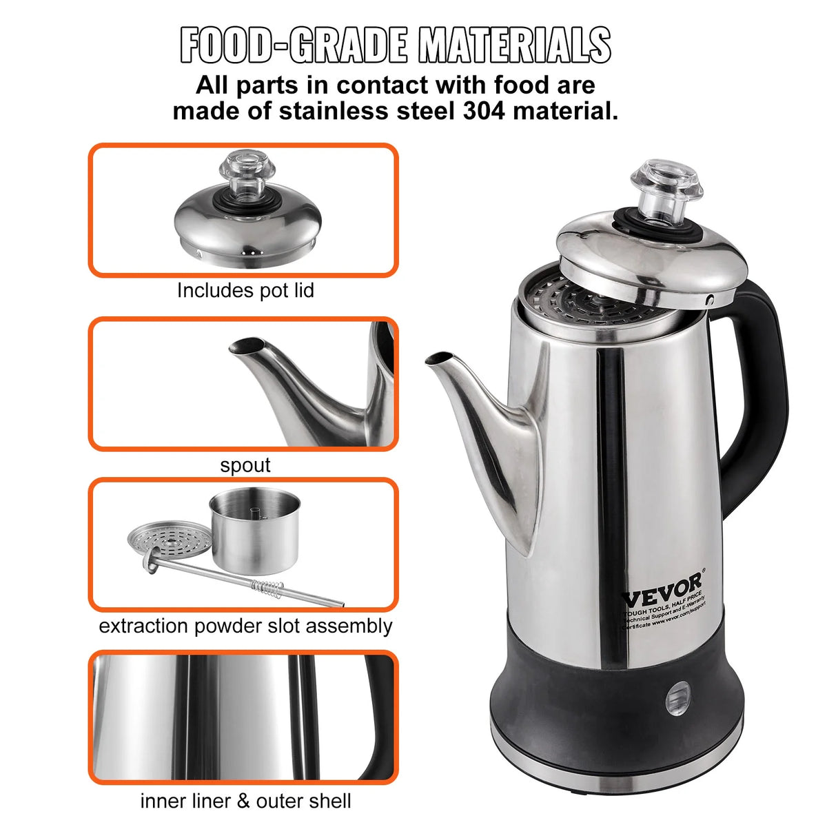 12-Cup Stainless Steel Electric Coffee Percolator J9457