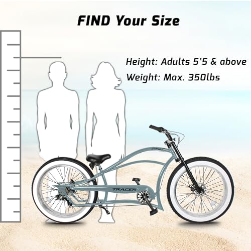 Stretch Beach Cruiser Bike with 7 Speed, Alloy Fat Rims and Fat Tires D87401
