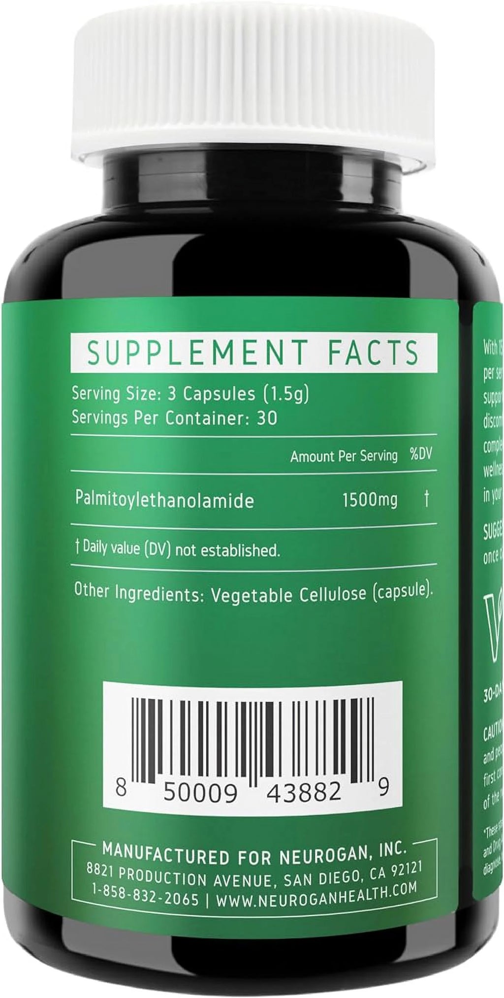Ultra Micronized Palmitoylethanolamide (PEA) Supplement - 1500 MG Per Serving - 90 Capsules V3457
