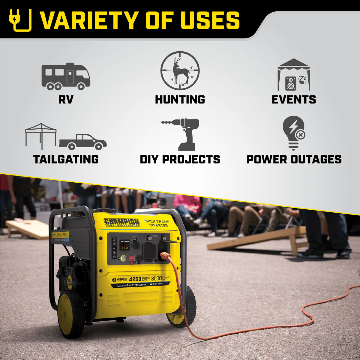 4250-Watt Wireless Remote Start Open Frame Gasoline Inverter Generator P189