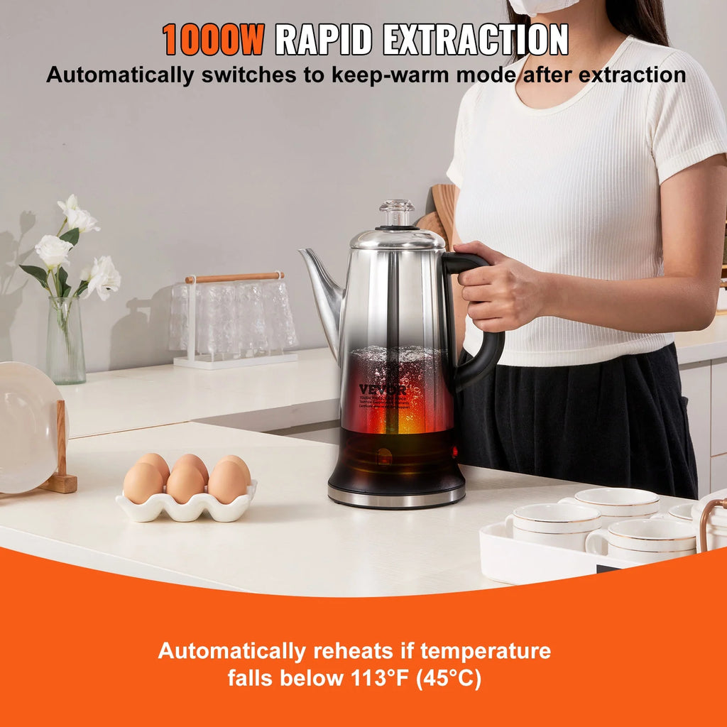12-Cup Stainless Steel Electric Coffee Percolator J9457