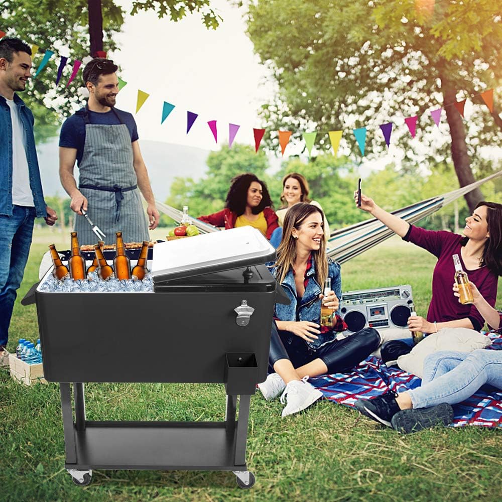 80 Quart Rolling Ice Chest with Shelf M604