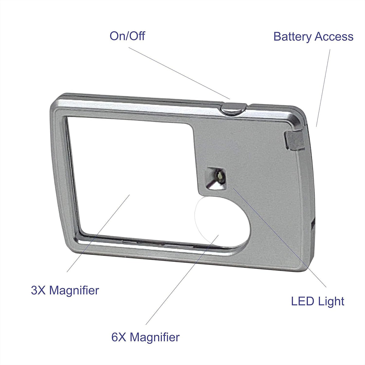 6X 3X Pocket Magnifier with Light S8693