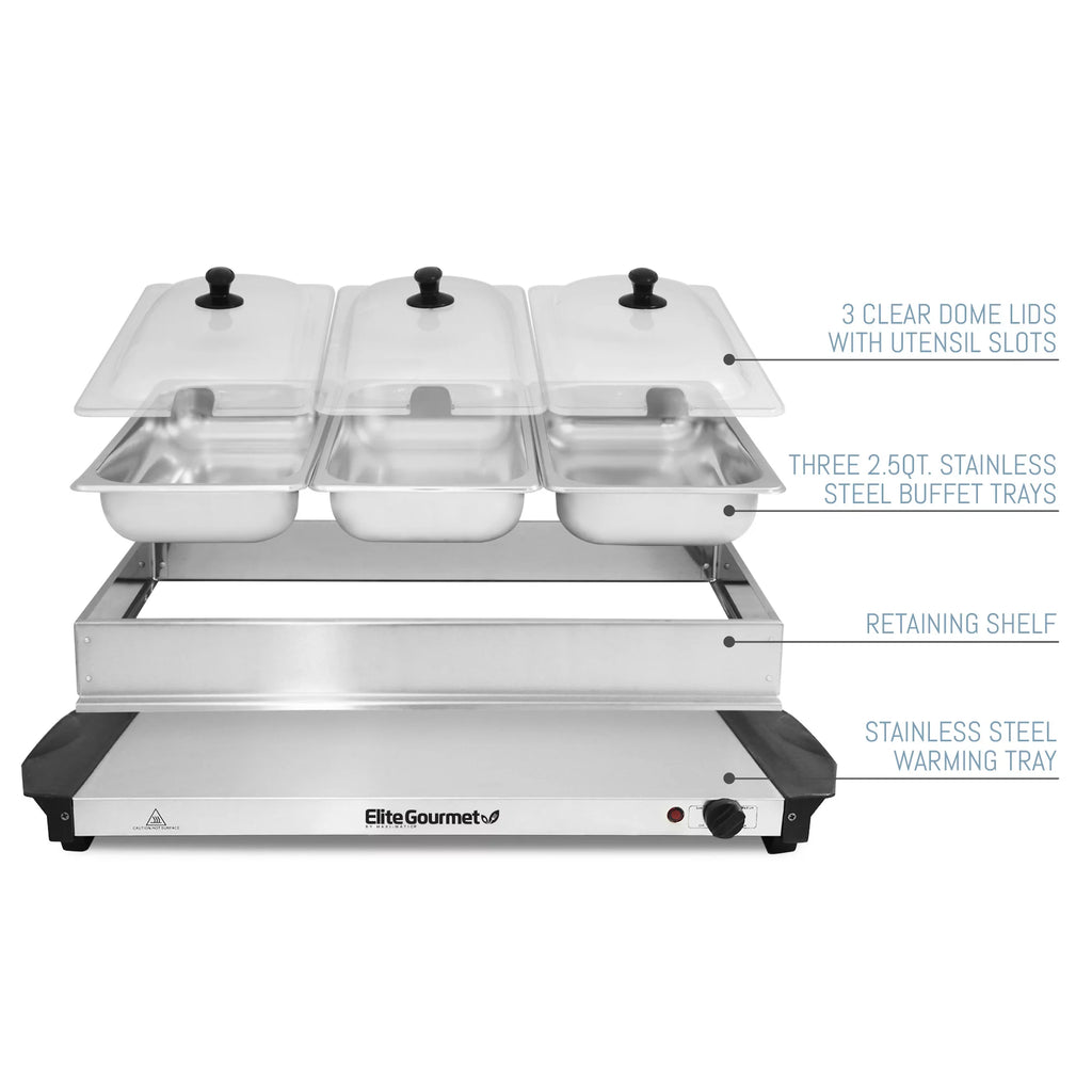 3 x 2.5 Qt. Stainless Steel Electric Buffet Server Z30941