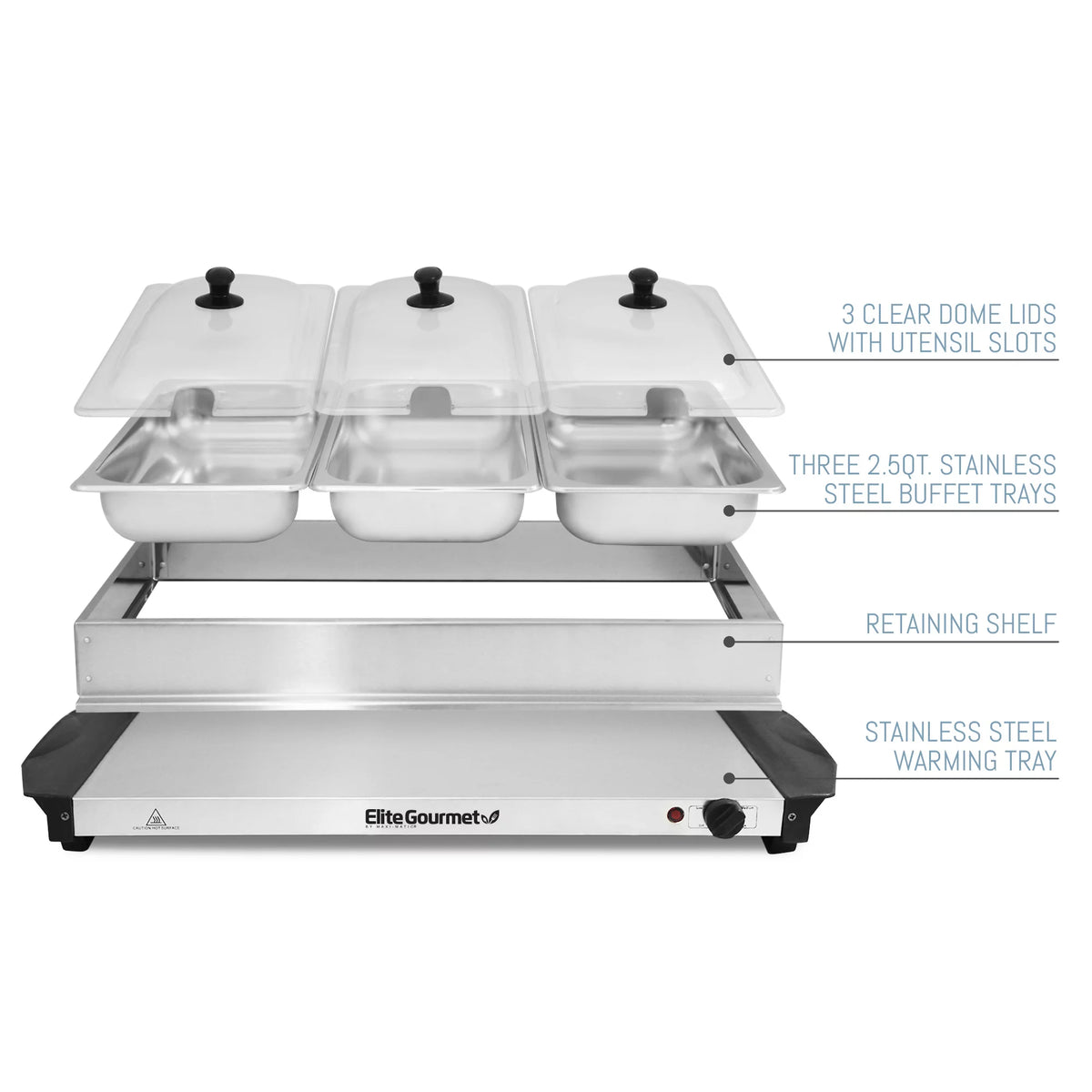 3 x 2.5 Qt. Stainless Steel Electric Buffet Server Z30941