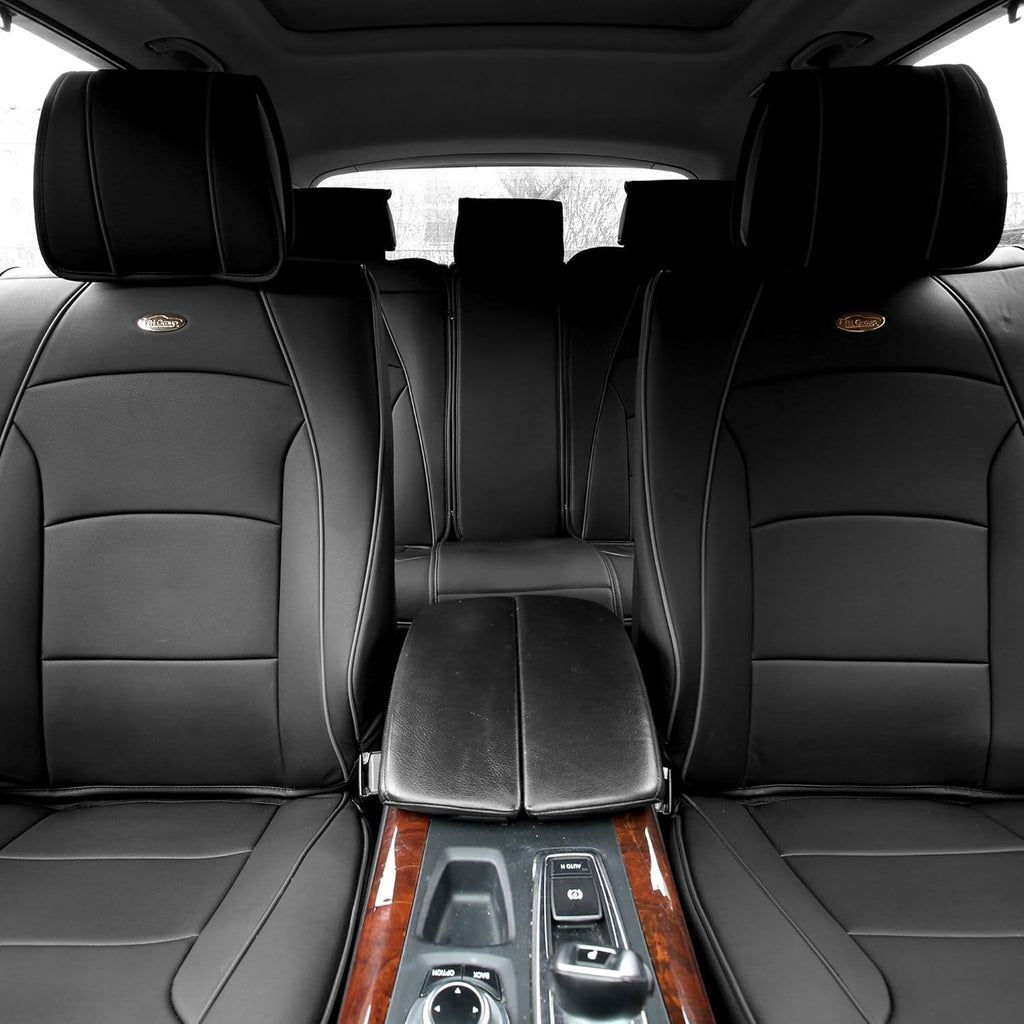 Faux Leather Full Set Car Seat Covers Blue/Black K904701