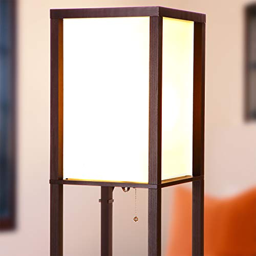 Black Shelf Floor Lamp with USB Ports and Shelves Z93479