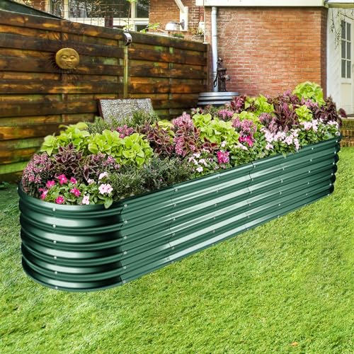 8ft Galvanized Raised Garden Bed Kit, Silver, 108 Gallon Capacity U57874