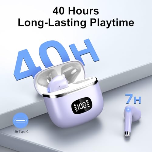 Blue Wireless Earbuds with LED Power Display IPX7 Waterproof T65958