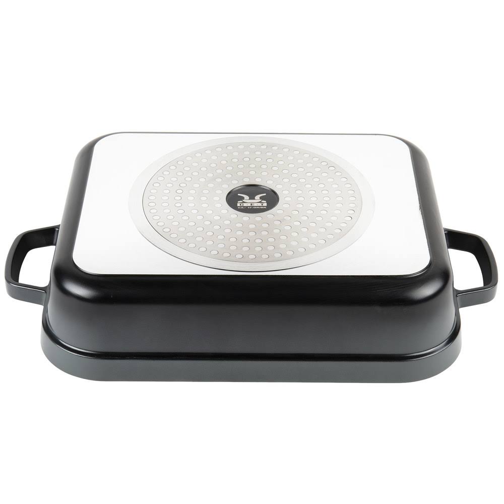 Lightweight Cast Aluminum Roaster Pan with Lid, 5 Quart, Gray Q140