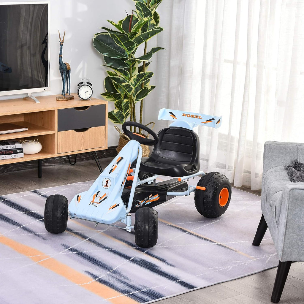 Pedal Go Kart Ride on Car with Adjustable Seat White E6436