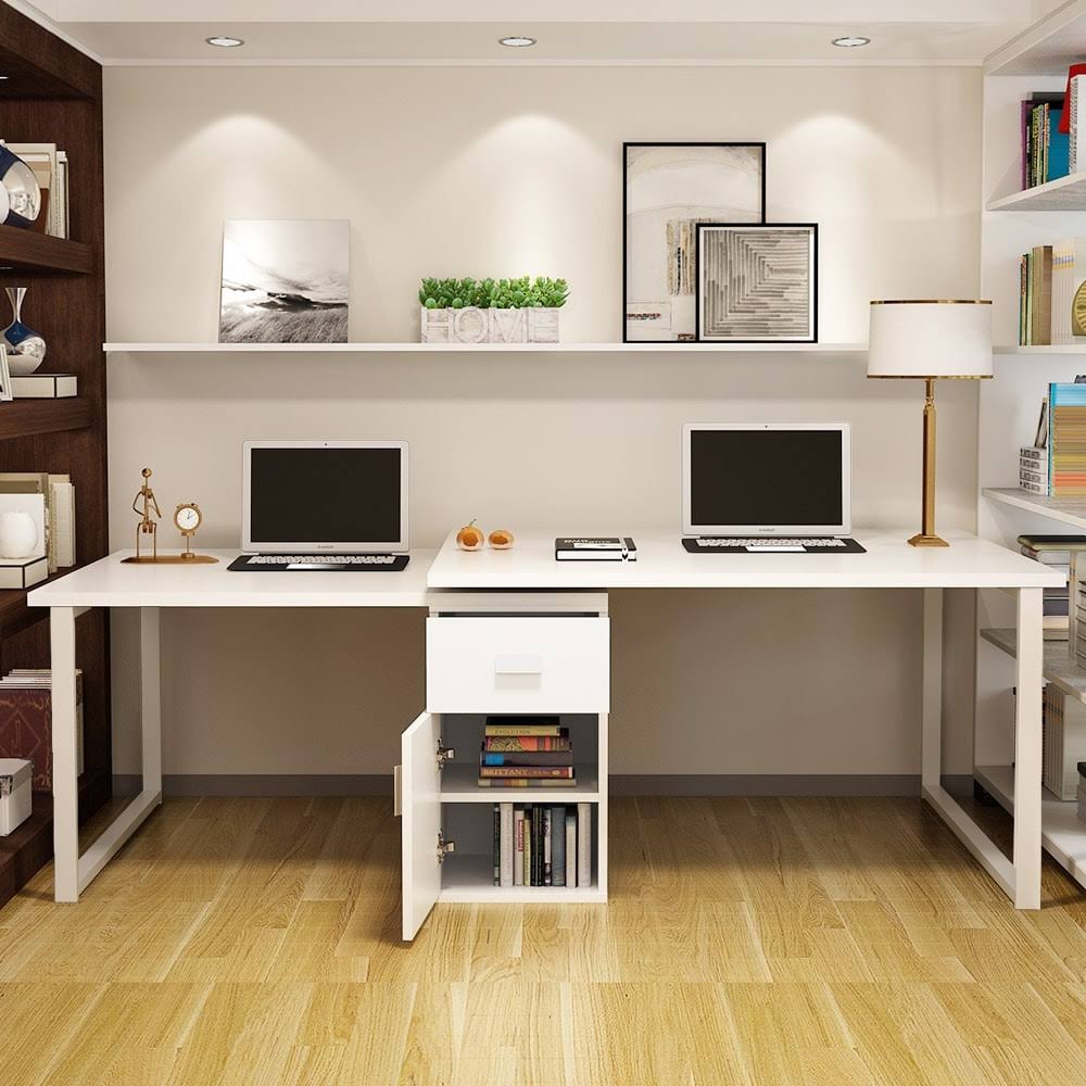 Black L-Shaped Computer Desk with File Cabinet U6297
